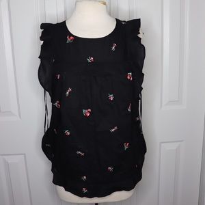 Lauren Conrad Tank Top Blouse Black Shirt Small